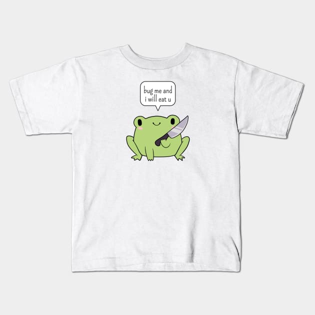 Cute frog with a knife Kids T-Shirt by ElectricFangs